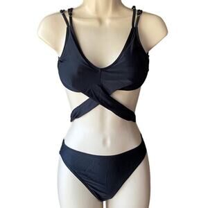 2 Piece Black Bikini Summer Swimsuit Bathing Suit ~ Youth Girls Size 10Y